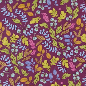 Wild Blossoms by Robin Pickens for Moda Fabrics - Leafy World 48736-22 Berry - 1/2 Yard Increments, Cut Continuously