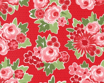 Zinnia by April Rosenthal for Moda Fabrics - Market Blooms 24130-15 Ruby - 1/2 Yard Increments, Cut Continuously