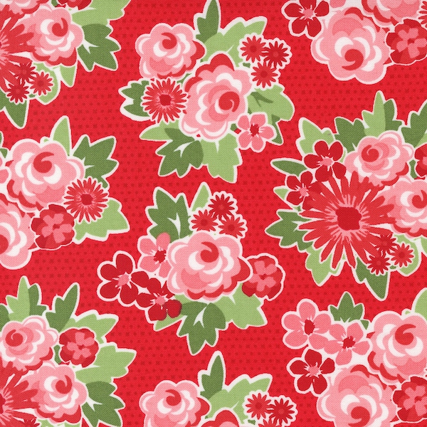 Zinnia by April Rosenthal for Moda Fabrics - Market Blooms 24130-15 Ruby - 1/2 Yard Increments, Cut Continuously