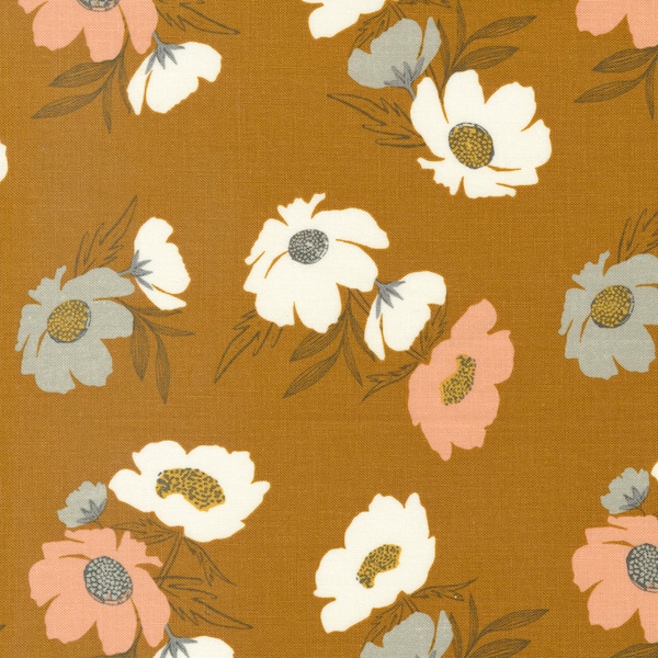 Woodland Wildflowers by Fancy That Design House for Moda Fabrics - Bold Bloom 45582-22 Caramel - 1/2 Yard Increments Cut Continuously
