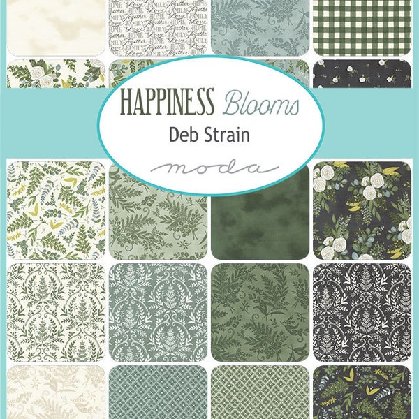 Half Yard Bundle HAPPINESS BLOOMS von Deb Strain für Moda Fabrics – 35 Stoffe + 2 Panels