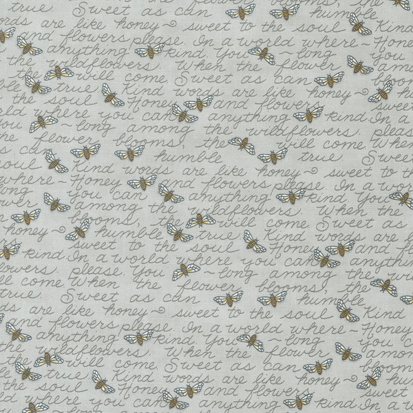 Honey Lavender by Deb Strain for Moda Fabrics - Kind Words 56084-15 Dove Grey - 1/2 Yard Increments, Cut Continuously