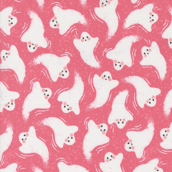 PRE ORDER - Hey Boo by Lella Boutique for Moda Fabrics - Friendly Ghost 5211-14 Love Potion Pink - 1/2 Yard Increments, Cut Continuously