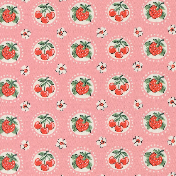 Julia by Crystal Manning for Moda Fabrics - Shortcake 11924-19 Carnation - 1/2 Yard Increments, Cut Continuously