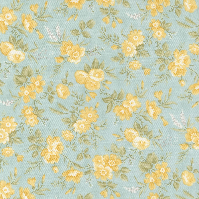 Honeybloom by 3 Sisters for Moda Fabrics Sweet Blossoms 44342-12 Water 1/2 Yard Increments, Cut Continuously image 1