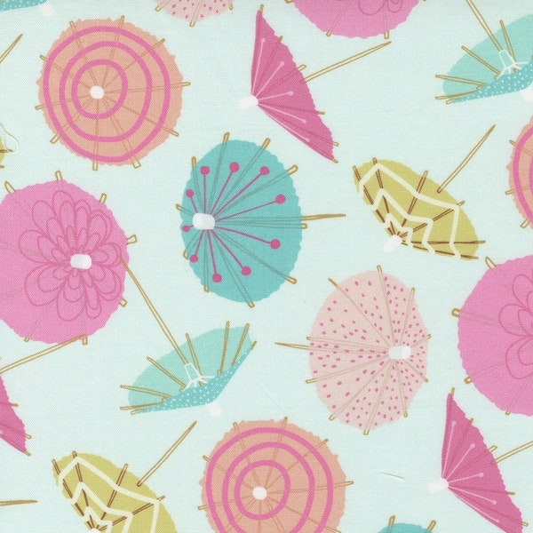 SOIREE by Mara Penny pour moda Fabrics - Frou Frou Umbrellas 13373-19 Mint - Incréments de 1/2 yard, coupés en continu