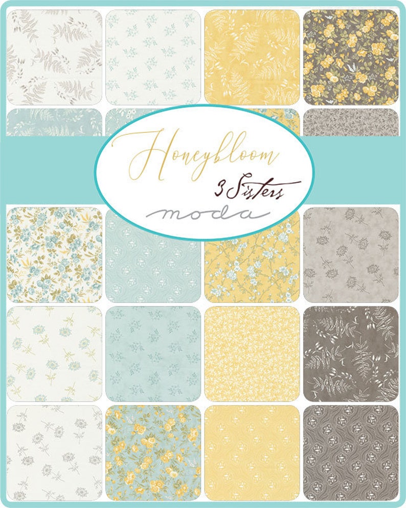 Honeybloom by 3 Sisters for Moda Fabrics Sweet Blossoms 44342-12 Water 1/2 Yard Increments, Cut Continuously image 3