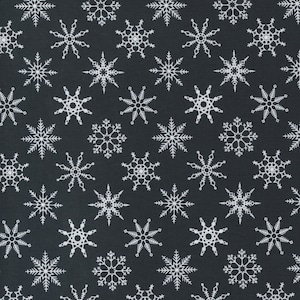 Candy Cane Lane by April Rosenthal for Moda Fabrics - 24123-17 Snowflakes Charcoal - 1/2 Yard Increments, Cut Continuously