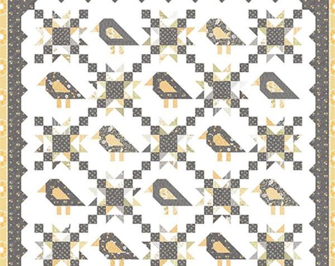 Fly Away Blackbird Quilt Kit With Pattern Using Buttercup & Slate by ...