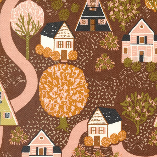 Quaint Cottage by Gingiber for Moda Fabrics - Street View 48370-19 Mud - 1/2 Yard Increments Cut Continuously