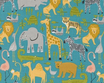 NOAHS ARK de Stacy Iest Hsu para Moda Fabrics - Animal Parade 20870-18 Sea - Incrementos de 1/2 yarda, cortado continuamente