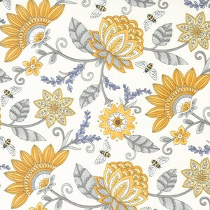 Honey Lavender by Deb Strain for Moda Fabrics - Garden Jacquard 56080-11 Milk - 1/2 Yard Increments, Cut Continuously