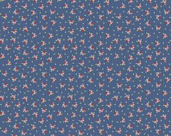 Enchanted Meadow by Beverly McCullough of Riley Blake Designs - C11555 Scattered Flowers Denim - 1/2 Yard Increments, Cut Continuously