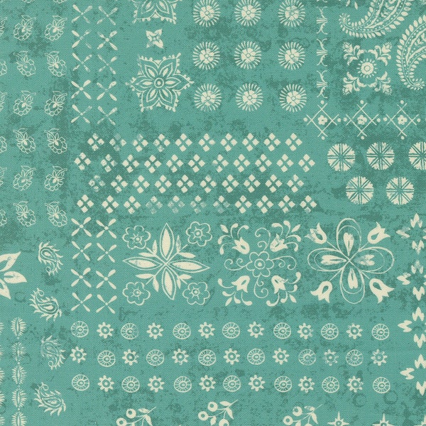 CADENCE by Crystal Manning for Moda Fabrics - Bandana 11914-17 Teal - 1/2 Yard Increments, Cut Continuously