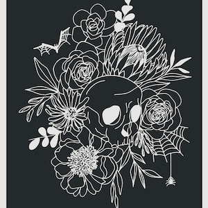 Noir by Alli K Design for Moda Fabrics - Skull Panel 11548-23 Midnight Ghost 36" x 44"