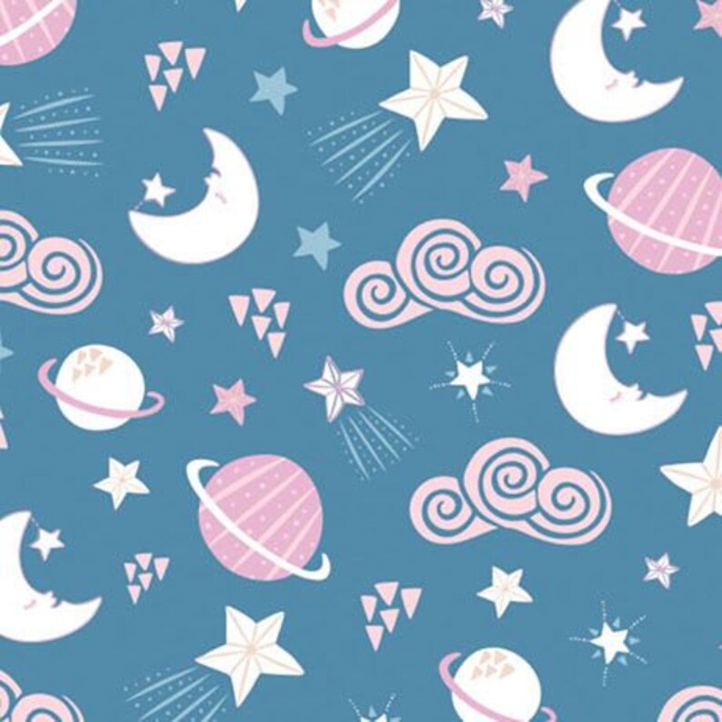 CELESTIAL ZODIAC by Heather Rosas for Camelot Fabrics- 61180302-03 Blue 12 Yard Increments Cut Continuously PLANETS