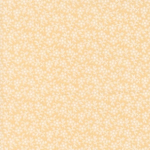 May include: A seamless pattern of small white flowers on a light orange background. The flowers are arranged in a repeating pattern, creating a delicate and feminine design.