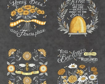 Honey Lavender by Deb Strain for Moda Fabrics - 56089-17 Charcoal  24&quot; X 44&quot;