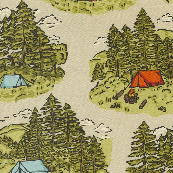 The Great Outdoors by Stacy Iest Hsu for Moda Fabrics - Vintage Camping 20880-12 Sand - 1/2 Yard Increments, Cut Continuously