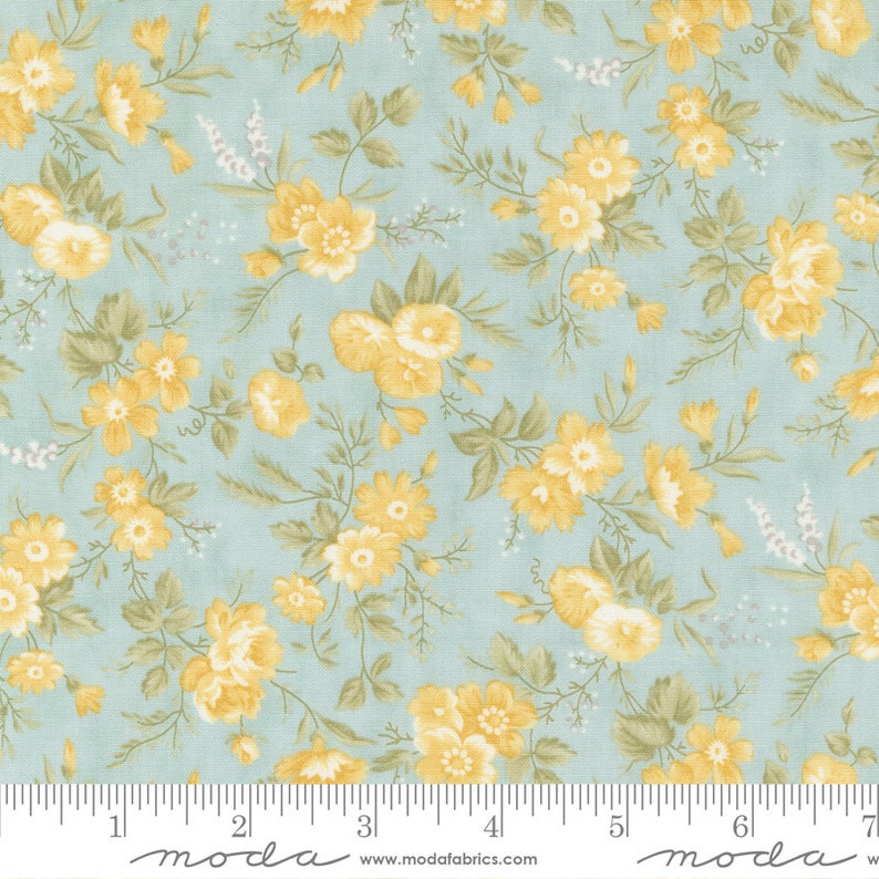 Honeybloom by 3 Sisters for Moda Fabrics Sweet Blossoms 44342-12 Water 1/2 Yard Increments, Cut Continuously image 2