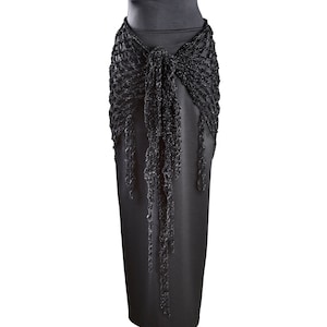 Sumptuously Soft Black Crocheted Belly Dance Hip Scarf or Shawl