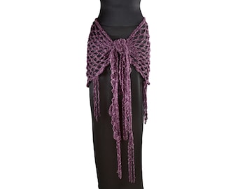 Sumptuously Soft Purple Crocheted Belly Dance Hip Scarf or Shawl