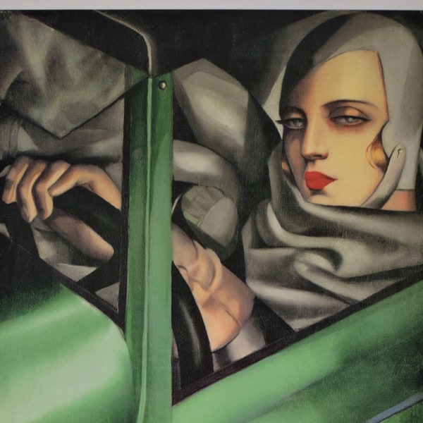 TAMARA DE LEMPICKA - "Self portrait in green Bugatti" - Original Vintage Poster - year 2004