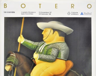 BOTERO FERNANDO - Original vintage poster of "Picadores" "The bullfight" - year 1987 size cm 100x70 -