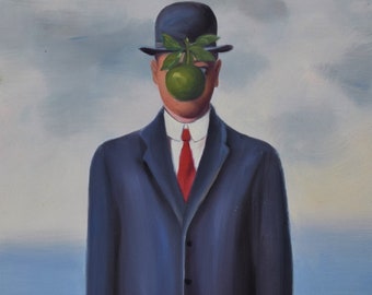 RENE' MAGRITTE - "The son of man" - Oil painting reproduction - Hand made