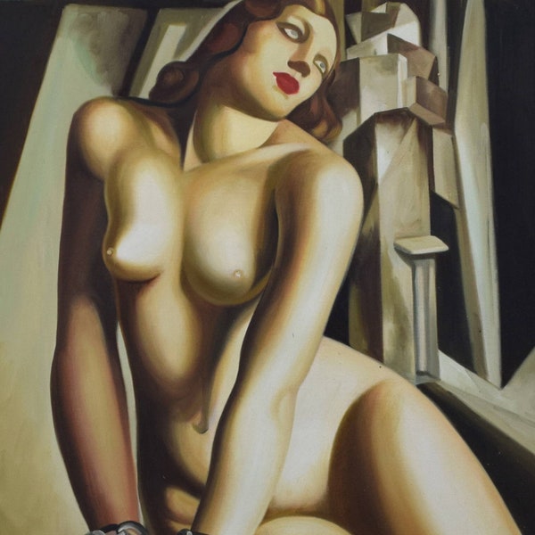 TAMARA DE LEMPICKA - "Andromède l'esclave" - Fait à la main - Reproduction de peinture à l'huile - cm 50x40