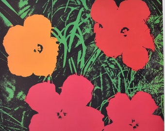 ANDY WARHOL "Flowers" (Red - Orange) - Original Vintage Poster - year of printing 2000