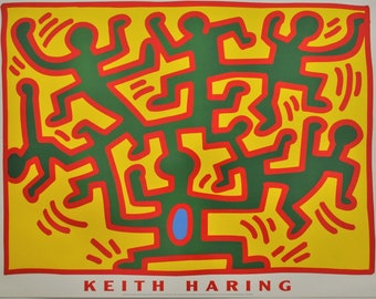 KEITH HARING Original Vintage Poster year of printing 1998 Untitled Red heart