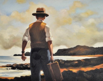 JACK VETTRIANO - "Le vagabond" - Fait à la main - cm 30x40 - Reproduction de peinture à l'huile