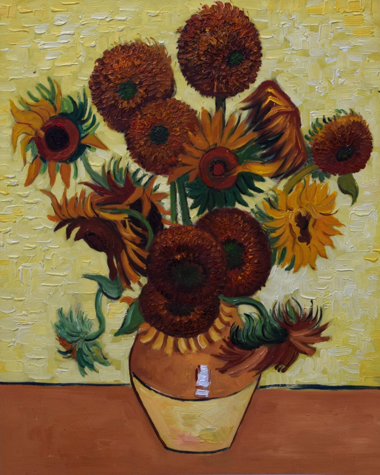 VINCENT VAN GOGH vase With 15 Sunflowers Oil Etsy UK