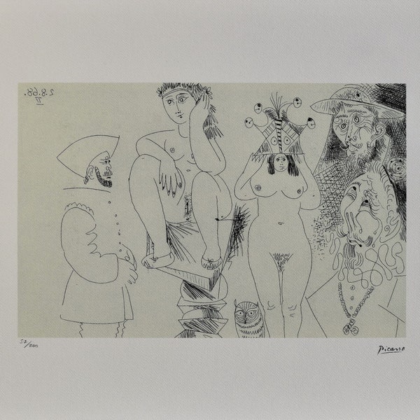 PABLO PICASSO "2.8.68 - II" L.E. 57/200 - Originele lithografie - Copyright Stichting P. Picasso