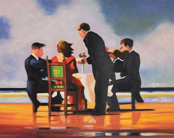 JACK VETTRIANO - "Élégie pour un amiral mort" - Fait à la main - cm 40x30 - Reproduction de peinture à l'huile