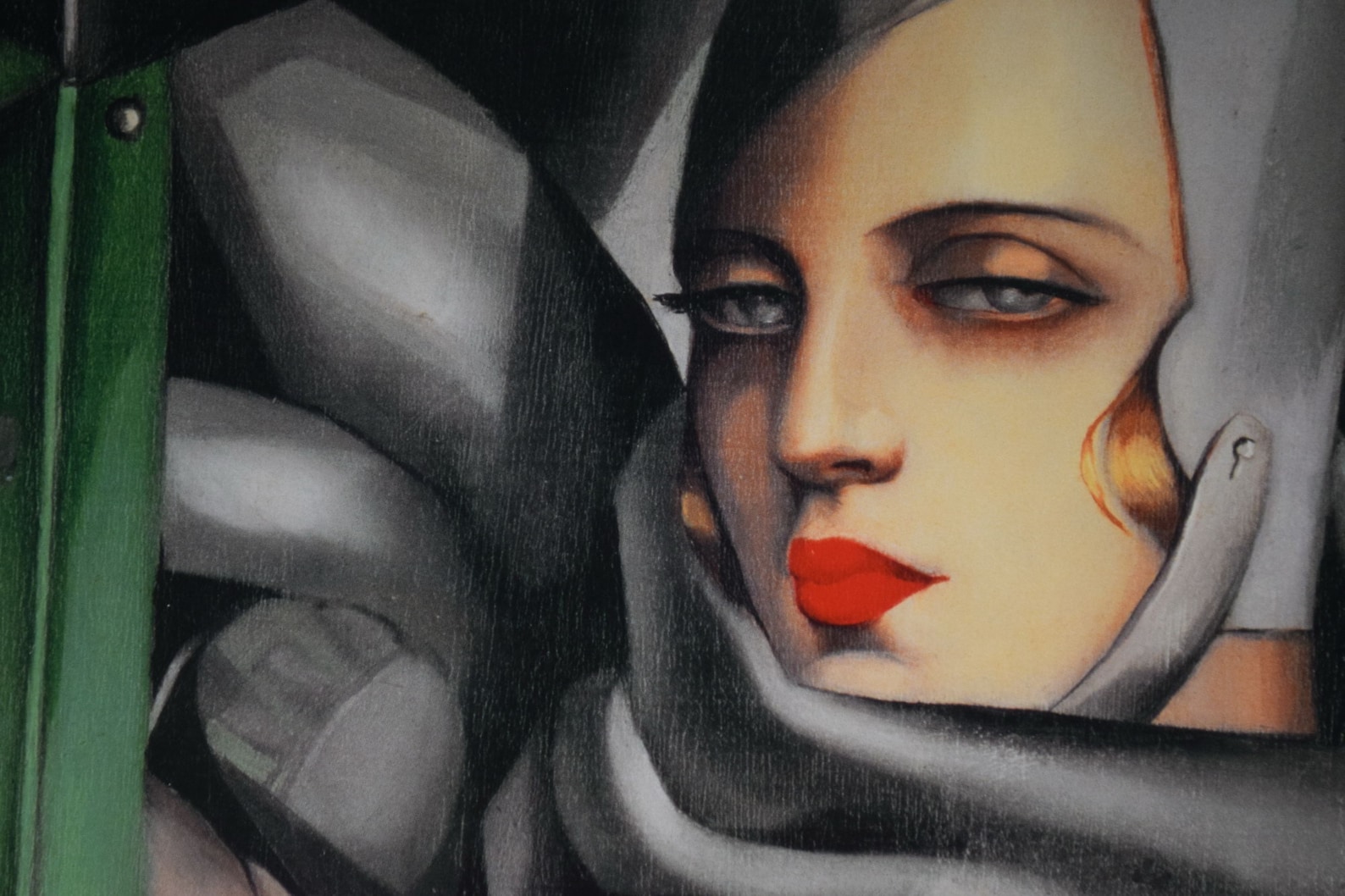 TAMARA DE LEMPICKA Autoportrait en Bugatti verte Affiche vintage originale