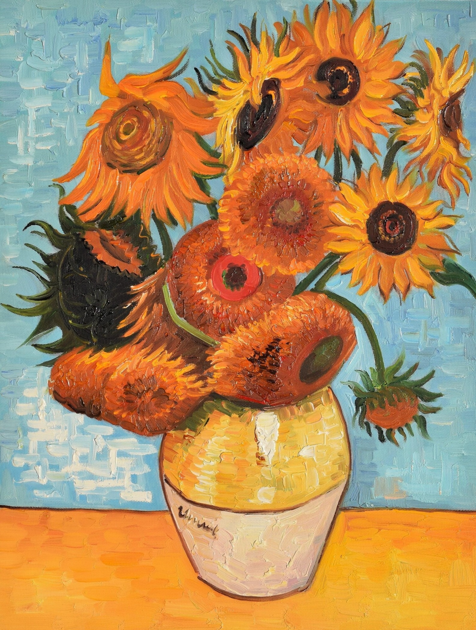 VINCENT VAN GOGH vase With 12 Sunflowers Hand Etsy