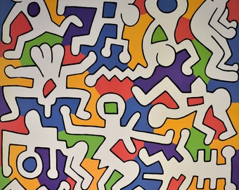 KEITH HARING - "Untitled" (Palladium Backdrop - detail) - Original Vintage Poster - year of printing 1998