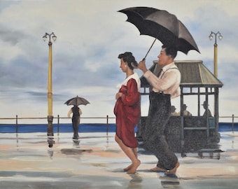 JACK VETTRIANO - "La forme des choses à venir" - Fait à la main - Reproduction de peinture à l'huile cm 30x40