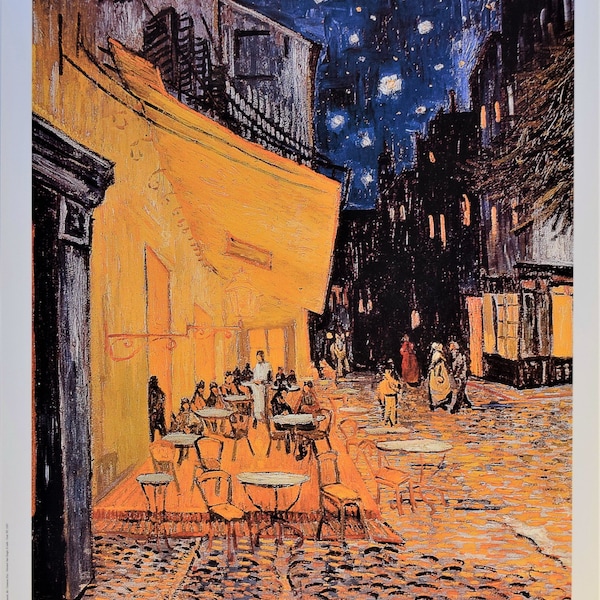 VINCENT VAN GOGH - "Cafe at night in the forum square in Arles" Original Vintage Poster - year of printing 1996