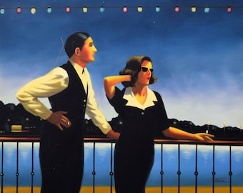 JACK VETTRIANO - "Bleu nuit" - Reproduction peinture à l'huile - Fait main 40x50 cm