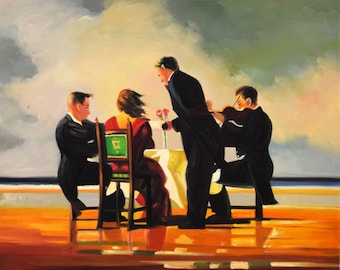 JACK VETTRIANO - "Élégie pour un amiral mort" - Reproduction peinture à l'huile - Fait main cm 40x50