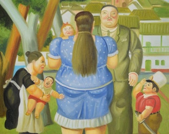 FERNANDO BOTERO - "The family" - Oil painting reproduction - Hand made