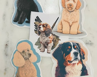 Unique Dog Portrait Stickers - Customizable Decals for Pet Owners- Waterproof Matte Sticker- 3 inch by 1 inch- Sets of 5, 10, or 20