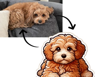 Custom Cartoon Dog Sticker: Personalized Pet Photo Decal (4x4 inch)