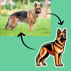 Custom Cartoon Dog Sticker - 4x4 inch- Personalized Pet Photo Decal for Water Bottles - Unique Dog Lover Gift