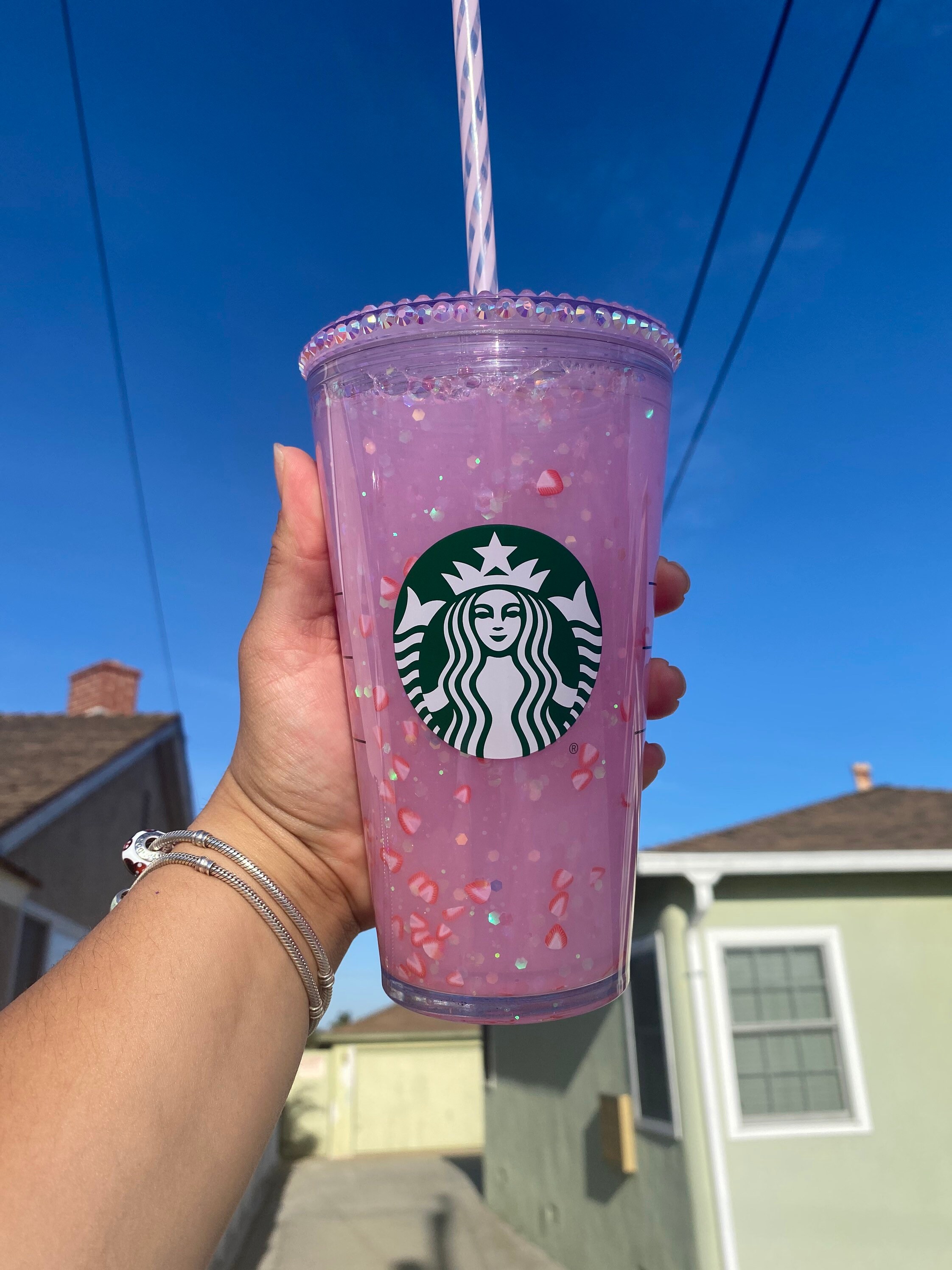 Home & Living Tumblers & Water Glasses Pink Drink Inspired Snow Globe