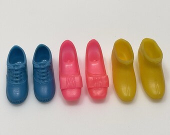 Vtg 1960s Barbie Francie Japan Squishy Tennis Shoes Bow & Boots Lot of 3 Pairs