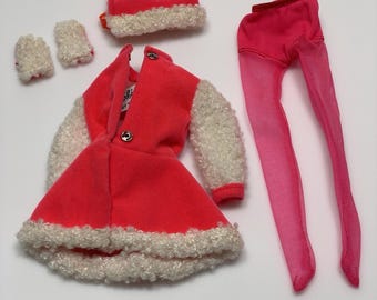 Vtg 70s Barbie Doll #1793 Skate Mates Outfit Clothes Dress Hat Tights Mittens